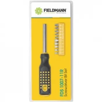 FIELDMANN FDS 1007-11R 12 dalių atsuktuvų antgalių rinkinys su ergonomiška rankena, chromo vanadžio plieno antgaliai, magnetinis laikiklis, plokšti/Phillips/Pozi/Torx