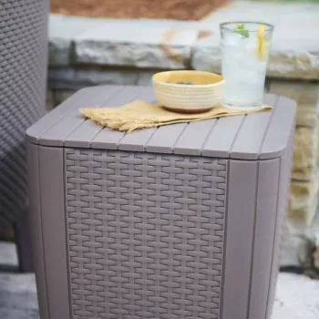 KETER sodo staliukas / daiktadėžė Luzon Flat Wicker, smėlio spalvos