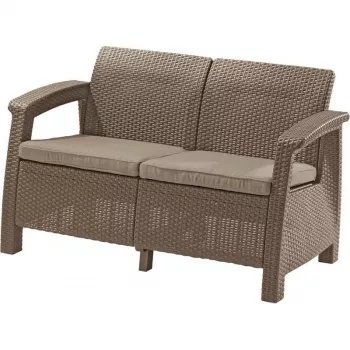 KETER Corfu Love Seat dvivietė sodo sofa, smėlio spalvos