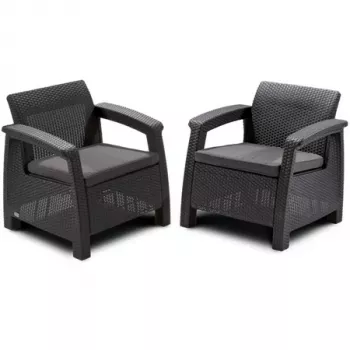KETER sodo kėdės Corfu Duo Set pilkos