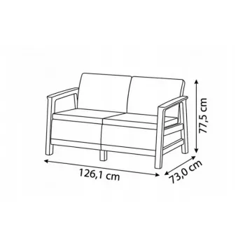 KETER Sodo sofa dvivietė Scandi Linea 2 vietų sofa pebble pilka/šviesiai smėlio spalvos