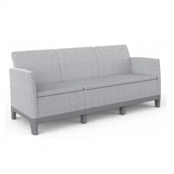 KETER Scandi Form 3 vietų sodo sofa, šviesiai pilka / tamsiai plieno pilka