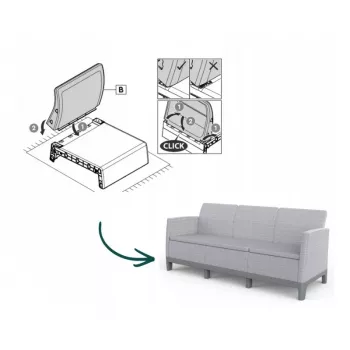 KETER Scandi Form 3 vietų sodo sofa, šviesiai pilka / tamsiai plieno pilka
