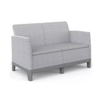 KETER Scandi Form dvivietė sodo sofa, šviesiai pilka/tamsiai plieno pilka