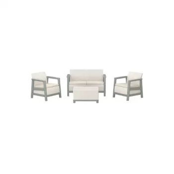 KETER sodo baldų rinkinys Scandi Linea 2 vietų rinkinys, pebble grey/sage green stone tone