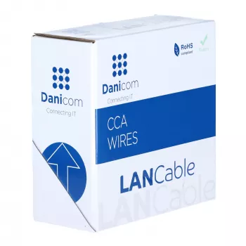 DSIT CAT5e U/UTP 50m kietagyslis CCA kabelis ant ritės, pilkas (DC-UTP5CCA50S-GRY)