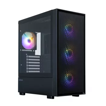 Zalman S6 juodas ATX Mid Tower kompiuterio korpusas su 4 ARGB ventiliatoriais ir grūdintu stiklu