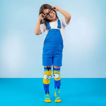 MADMIA NB001 vaikiškos kojinės iki kelių su Minions 3D akinių dizainu