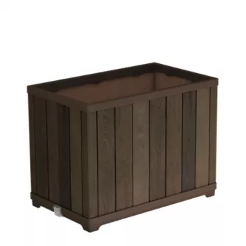 KETER Deco Rectangle Tall Planter Walnut – aukštas stačiakampis vazonas, riešuto spalvos
