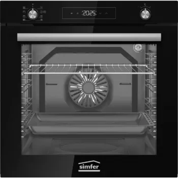Simfer BI-81608P pirolitinis įmontuojamas orkaitė, 80 L, 10 funkcijų, elektroninis jutiklinis valdymas, A energijos klasė, juoda