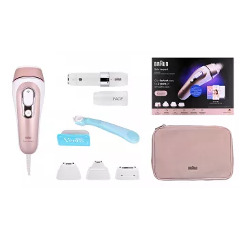 Braun PL7432 IPL Silk·expert Pro 5 plaukų šalinimo prietaisas su SensoAdapt™, 400 000 blyksnių, 10 intensyvumo lygių, precizinis antgalis, Venus Swirl skustuvas, baltas