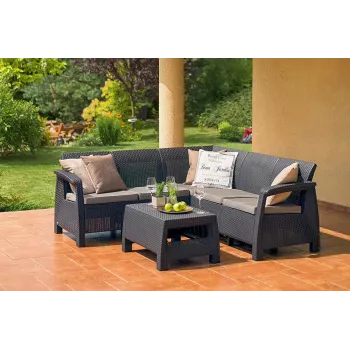 KETER Corfu Relax Set sodo baldų rinkinys, rudos spalvos