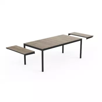 Keter Deco Porto Nova ištraukiamas sodo stalas 200-280 cm, uosio medienos atspalvio/ juodas