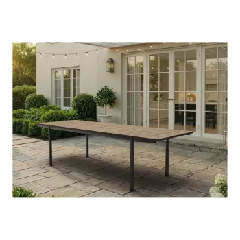 Keter Deco Porto Nova ištraukiamas sodo stalas 200-280 cm, uosio medienos atspalvio/ juodas