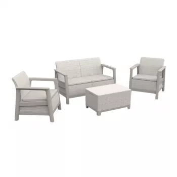 KETER Scandi Linea 2 vietų sodo baldų rinkinys, pebble grey/light beige