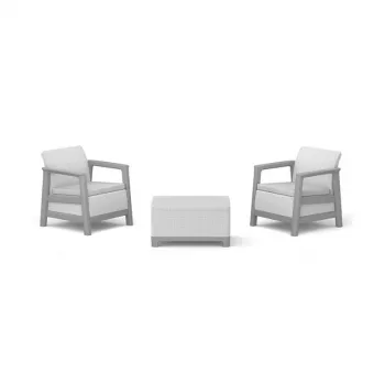 KETER Sodo baldų komplektas Scandi Linea Balcony Set, šviesiai pilkas/tamsiai plieno pilkas