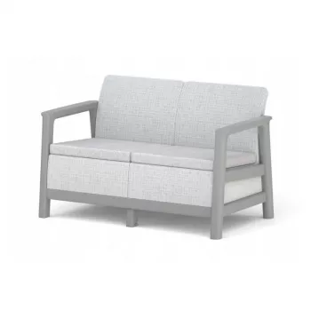 KETER sodo sofa dvivietė Scandi Linea 2 vietų sofa šviesiai pilka/tamsiai plieno pilka