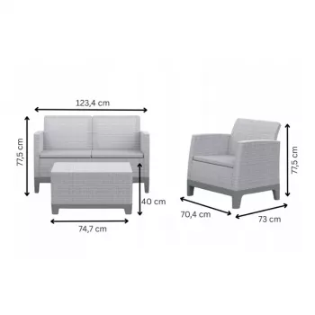 KETER Sodo baldų komplektas Scandi Forma 2 vietų rinkinys pebble grey/light beige