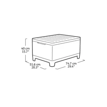 Keter Scandi Storage Table – sodo staliukas su 120 l talpa, pilkas