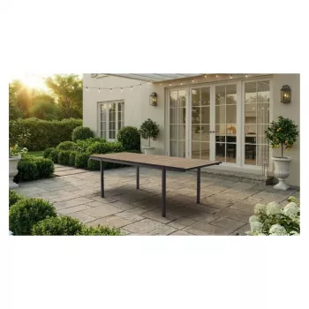 KETER sodo stalas ištraukiamas Deco Porto Nova Extendable 160-240 cm uosio medienos atspalvio/juodas