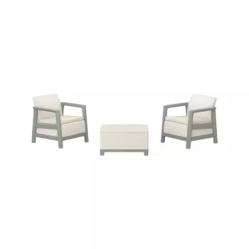 KETER sodo baldų komplektas Scandi Linea Balcony Set, pebble grey/sage green stone tone
