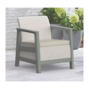 KETER sodo baldų komplektas Scandi Linea Balcony Set, pebble grey/sage green stone tone