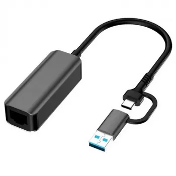 EXTRA DIGITAL USB3.0 A/ USB-C - RJ45 adapteris, 1000Mbps, 0,15m