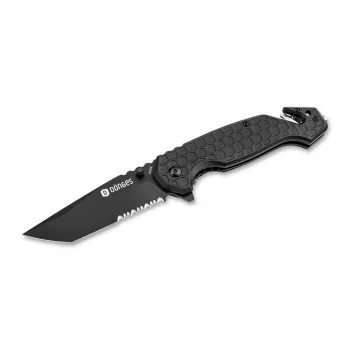 Dönges Basic Tactical sulankstomas peilis 01DG003 juodas nerūdijančio plieno drop point kombinuota ašmenų briauna