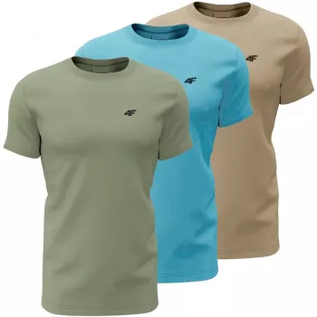 Vyrų marškinėliai 4F M4481, 3 vienetų rinkinys, žali, mėlyni, smėlio spalvos, 4FWSS26TTSHM4481 90S, 5XL