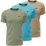 4F M4481 vyriški marškinėliai 3 pak. žali, mėlyni, smėlio spalvos 4FWSS26TTSHM4481 90S 4XL