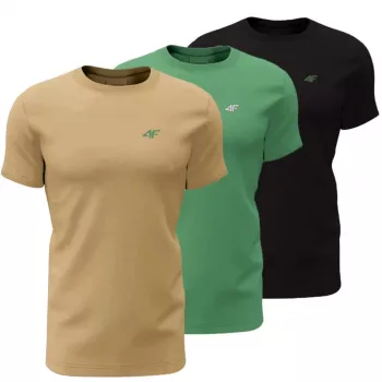 4F M4481 vyriški marškinėliai, 3 vnt. rinkinys, smėlio, žalios, juodos spalvos, 5XL