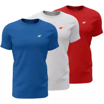 Vyrų marškinėliai 4F M4482 3 pak. mėlyna, balta, raudona 4FWSS26TTSHM4482 90S 2XL