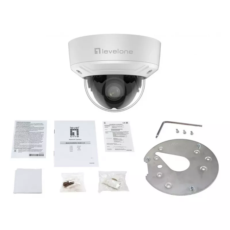 LevelOne FCS-3461 kupolinė IP kamera 2MP 4x optinis priartinimas H.265 PoE vidaus/lauko