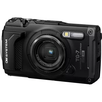 OM System Tough TG-7 juodas atsparus smūgiams kompaktinis fotoaparatas, 12 MP, 4K vaizdo įrašas, atsparus vandeniui iki 15 m