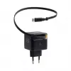 EFB Elektronik G352CE 35W GaN USB-C sieninis įkroviklis su įtraukiamu 0,7 m kabeliu, PD3.0 ir QC3.0, juodas