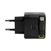 EFB Elektronik G352CE 35W GaN USB-C sieninis įkroviklis su įtraukiamu 0,7 m kabeliu, PD3.0 ir QC3.0, juodas