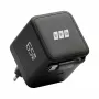 EFB Elektronik G652CE 65W GaN USB-C PD 3.0 sieninis įkroviklis su įtraukiamu kabeliu, juodas