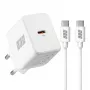EFB Elektronik G301CE 30W USB-C GaN įkroviklio rinkinys su 2 m USB-C kabeliu, baltas