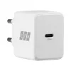 EFB Elektronik G201CE 20W USB-C GaN sieninis įkroviklis su 2 m USB-C kabeliu, PD3.0 ir QC3.0, baltas