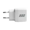 EFB Elektronik G201A1CE 20W GaN USB-C PD3.0 + USB-A QC3.0 sieninis įkroviklis su 2 m USB-C kabeliu, baltas