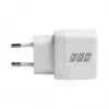 EFB Elektronik G301A1CE 30W GaN USB-C PD3.0 + USB-A QC3.0 sieninis įkroviklis su 2 m USB-C kabeliu, baltas