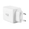 EFB Elektronik G452CE 45W dviejų USB-C GaN sieninis įkroviklis su 2 m USB-C kabeliu, baltas