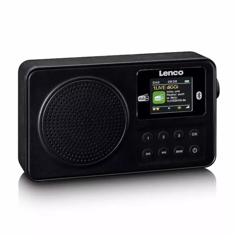 Lenco PDR-033BK nešiojamas DAB+/FM radijas su Bluetooth ir įkraunama baterija - juodas