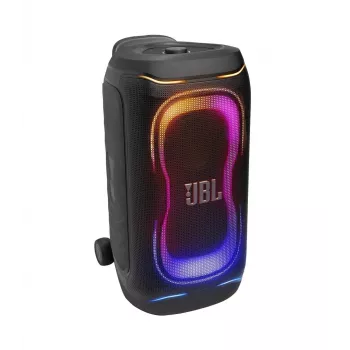 JBL PartyBox 330 nešiojama vakarėlių kolonėlė su 240W RMS, 18 val. baterija, IPX4 atsparumas vandens purslams, Bluetooth 5.1, dinaminis šviesų šou, ratukai ir teleskopinė rankena, juoda