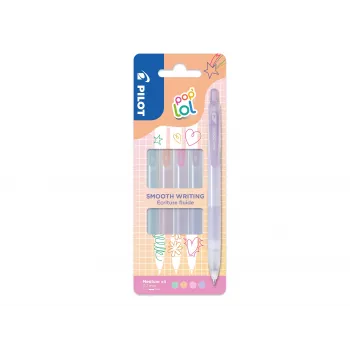PILOT pop'lol gelinių rašiklių rinkinys Pastel 0,4 mm, įvairių spalvų, 4 vnt. (BL-PL-7-KUV/P/O/G-S4P)