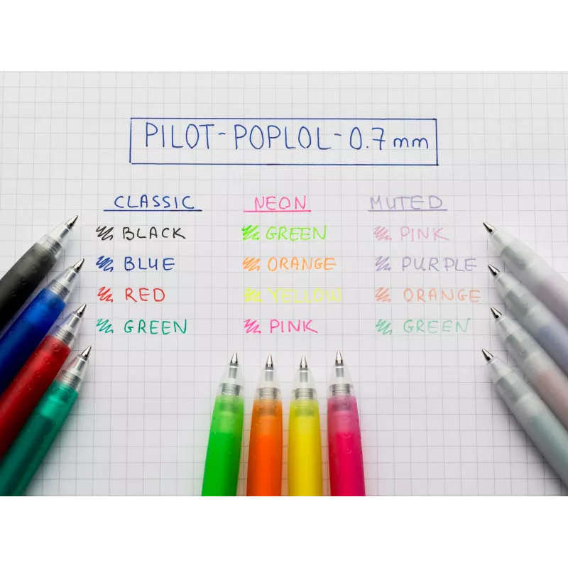PILOT pop'lol gelinių rašiklių rinkinys Pastel 0,4 mm, įvairių spalvų, 4 vnt. (BL-PL-7-KUV/P/O/G-S4P)