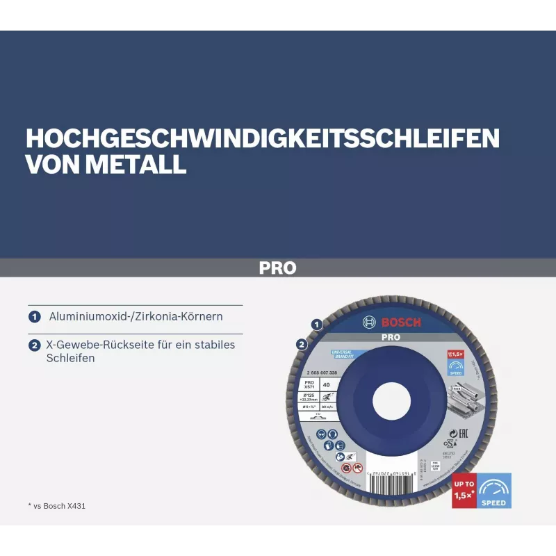 Bosch X571 Best for Metal lapų diskas 125 mm P80 cirkonio aliuminio oksidas 2608607338