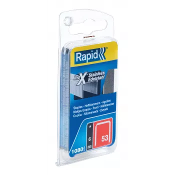 RAPID TOOLS smulkios vielinės segtukai Type 53, 6 mm, nerūdijantis plienas, maža pakuotė, kortelė su Euro hole, 1 vnt. (40109509)