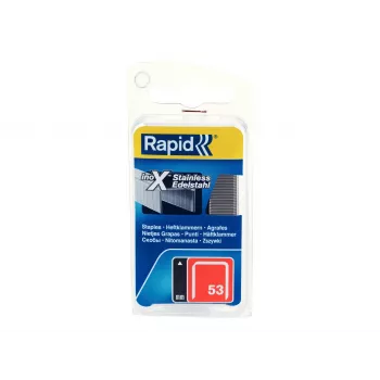 RAPID TOOLS smulkios vielinės segtukai Type 53, 6 mm, nerūdijantis plienas, maža pakuotė, kortelė su Euro hole, 1 vnt. (40109509)