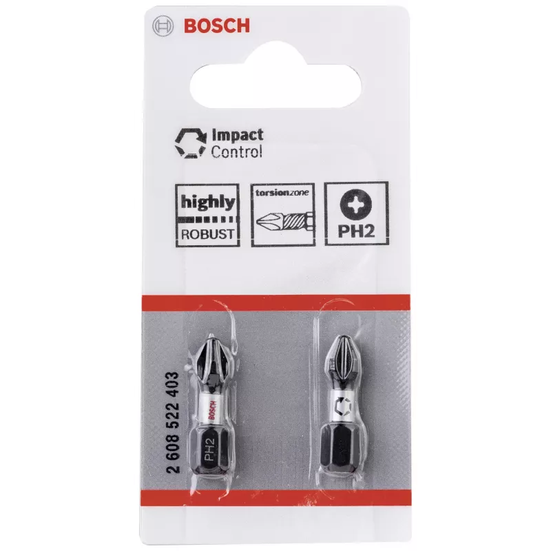 Bosch Impact Control 2608522403 Phillips PH2 antgalių rinkinys, 2 vnt., 25 mm